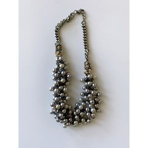 Stella & Dot Gray Pearl Statement Necklace